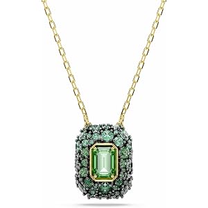 Swarovski Sublima pendant, Octagon cut, Green, 18K gold finish