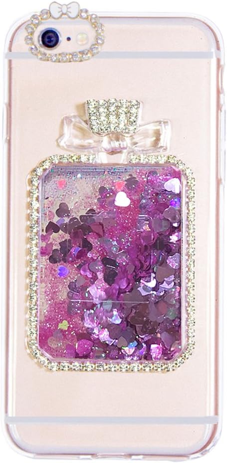 iPhone 6/6s Plus Case, MOEIDO Liquid Quicksand Bling Love Heart Design Perfume Bottle Case, Adorable Waterfall Floating Moving Shine Glitter Quicksand Soft Case for iPhone 6/6s Plus 5.5", Pink