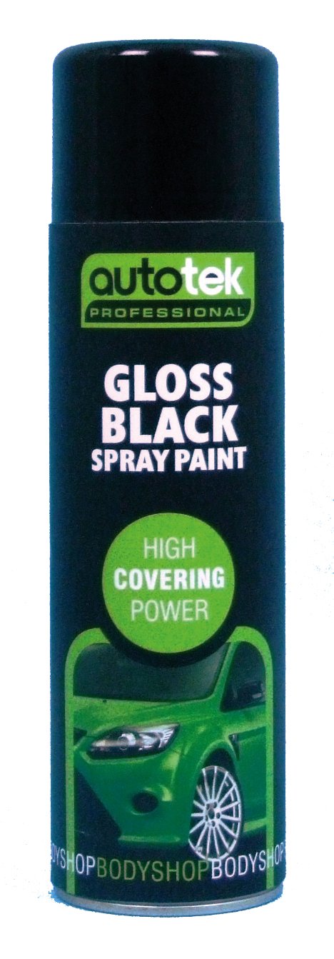 Autotek Professional High Covering Power Spray Paint, Gloss Black, 500 ml