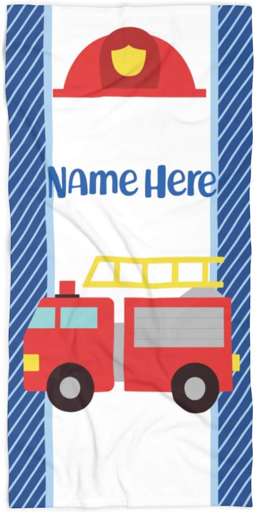 Amazon Com Personalized Red Fire Truck Polycotton Towel For Kids