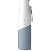 LARQ Bottle Movement Filtered - Lightweight Non-Insulated Stainless Steel Water Bottle BPA Free with Nano Zero technology and long-lasting filters, White/Pebble, 24oz