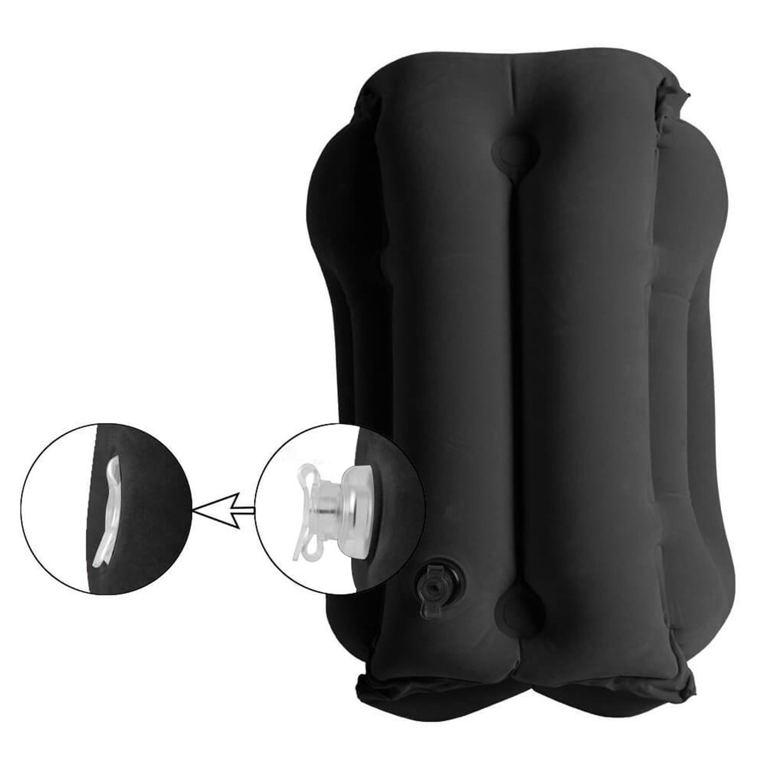 Inflatable Travel Pillow, WOWGO Airplane Neck Pillow Comfortable Pillows with Arms for Outdoor Travelling Camping, Air Planes, Trains, Cars, Buses and Indoor Office Napping [Updated Version] (Black)