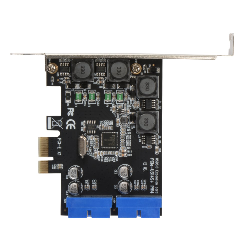 Sun3drucker Desktop Computer PCI-E to USB 3.0 Expansion Card w/Dual 19Pin SATA Power Connector