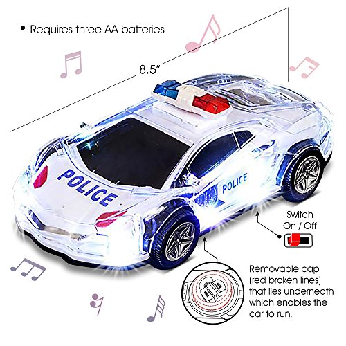 ArtCreativity LightUp Police Car with Lights and Sirens, 8.5” Battery