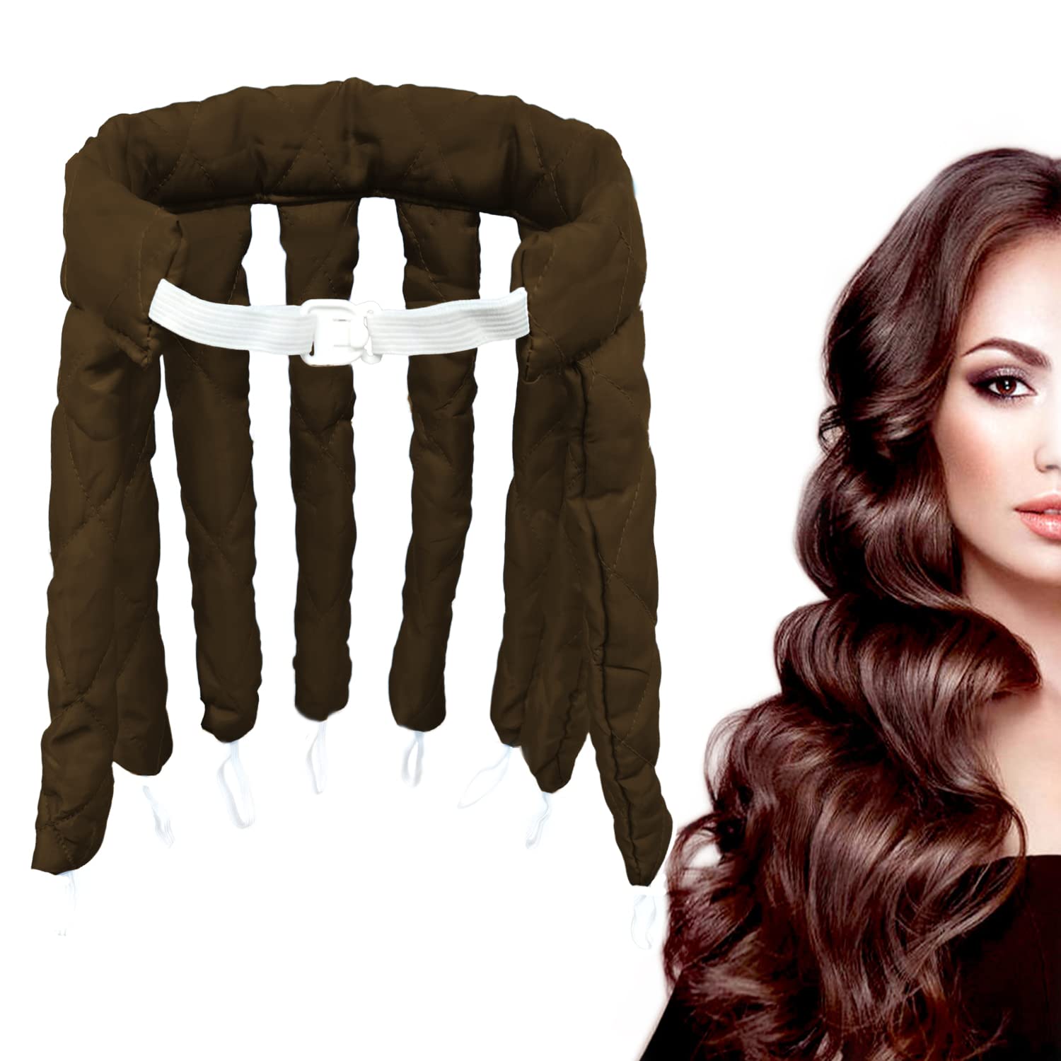 WUBAYI Soft No Heat Hair Curlers for Overnight - Hair rollers with satin bag(brown）