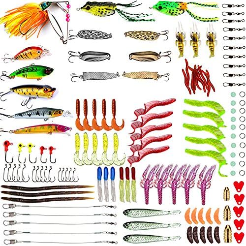 Fishing Lure Set Kit Lots With Free Tackle Box，WSNDY 137pcs Fishing Lures Baits Tackle Including Hard Lures Soft Lures Metal Lures and More Fishing Lures Set is both for Freshwater and Saltwater