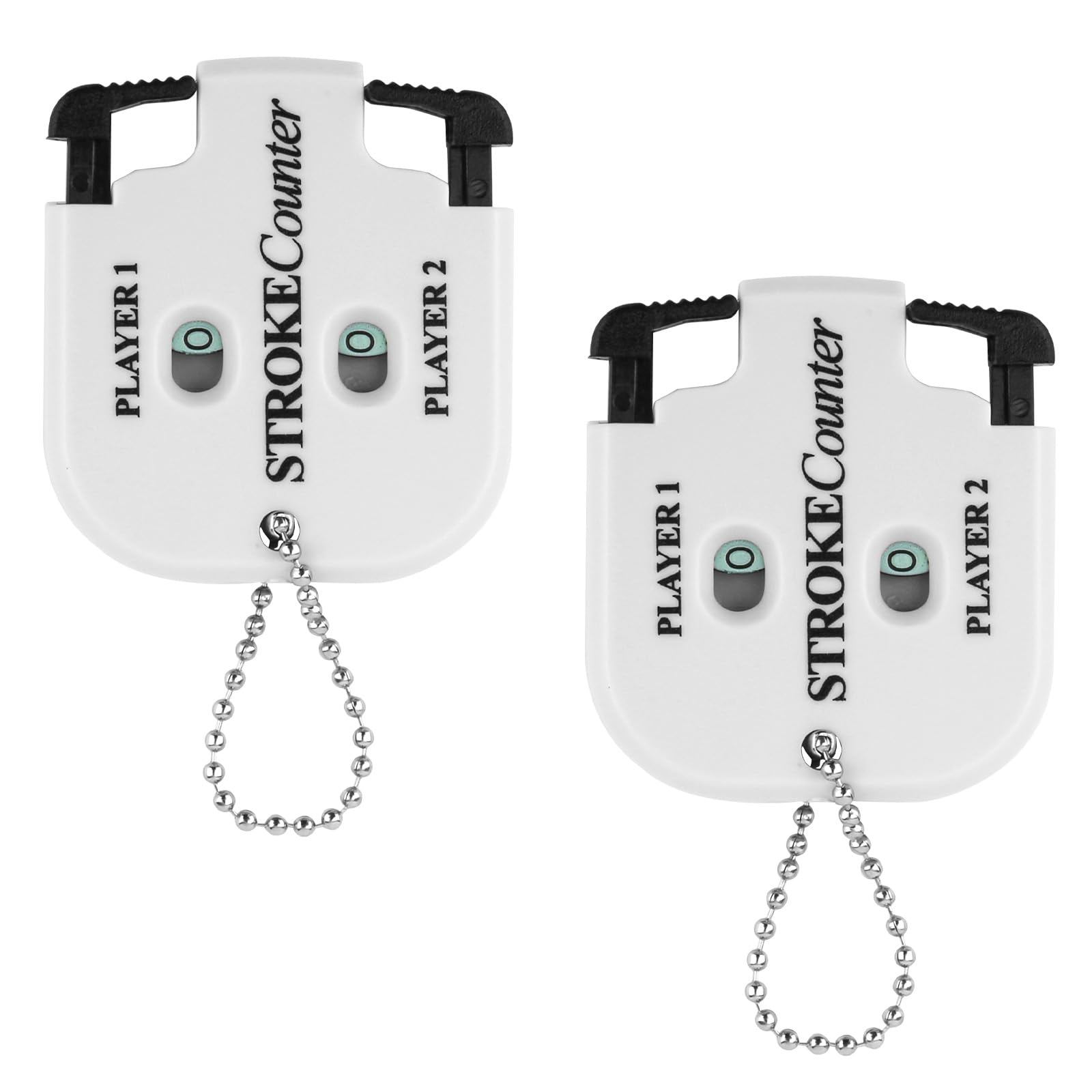 PEUTIER 2pcs Mini Golf Score Counter, 2.2x1.93x0.35in Golf Indicator Counter Golf Stroke Counter 2 Player Portable Golf Counter Clicker for Golf Shot Competition Game Scoring Keeper (White)