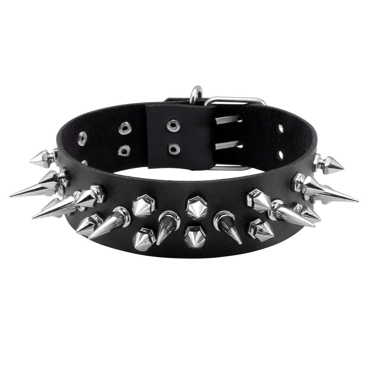 Manfnee Punk Gothic Collar Choker PU Leather Spike Rivet Studded Necklace for Men Women Black