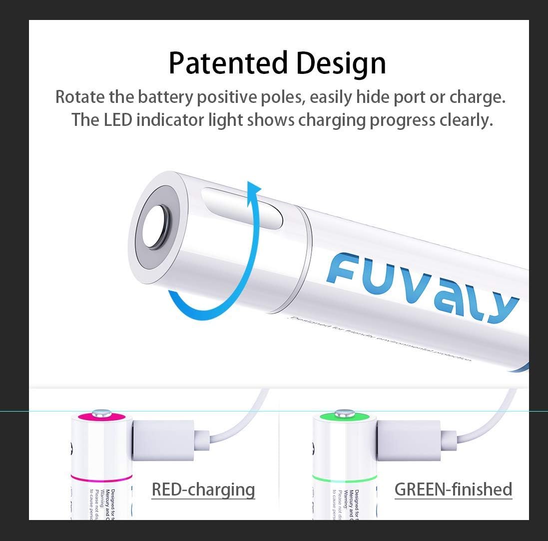 USB Rechargeable Lithium AAA Batteries Triple A Li-ion Battery with Micro USB Charging Cable 1.5V 450mAh 1h Quick-Charge FUVALY (4pack): Home Audio & Theater