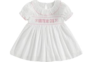 Socutebabe Birthday Outfit Girl Donut Birthday Girl Dress Peter Pan Collar Dresses Toddler Little Girls Smocked Clothes