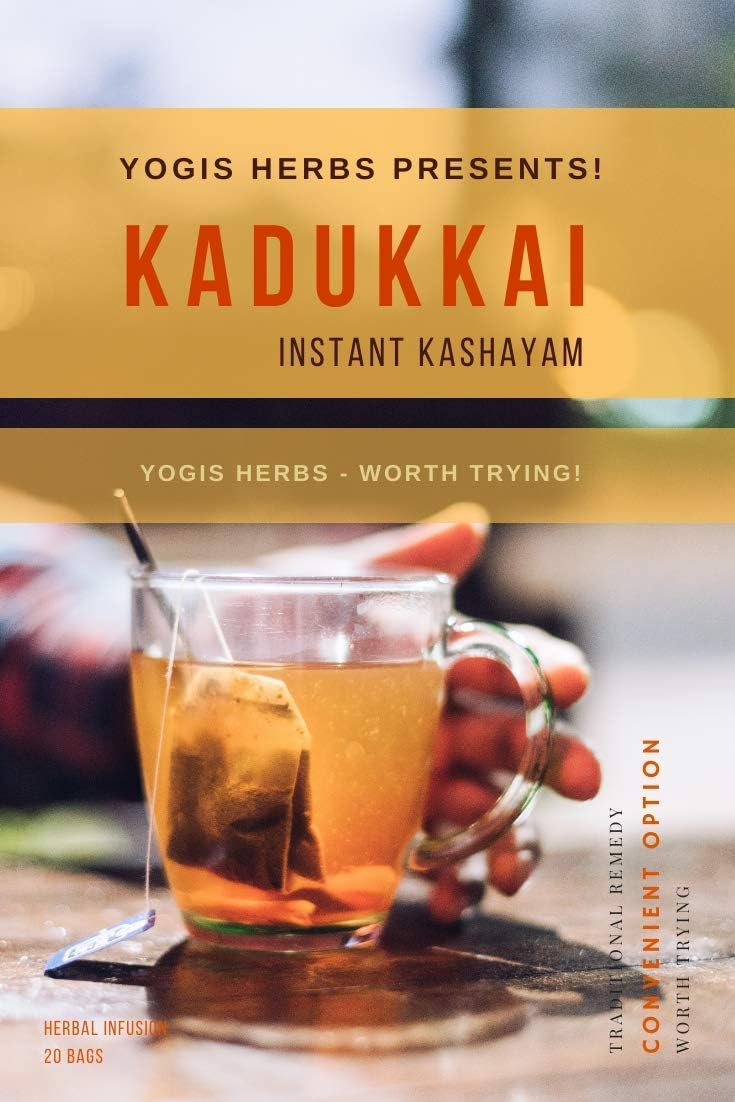 Yogis Herbs ‘Kadukkai’ Instant Kashayam – (Herbal Infusion) – Haritaki / Terminalia Chebula – 20 Dip Bags