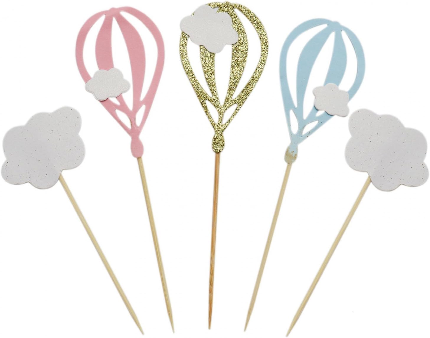 Gonioa 20 PCS White Cloud Cupcake Picks Hot Air Balloon Cupcake Toppers Birthday Party Decorations