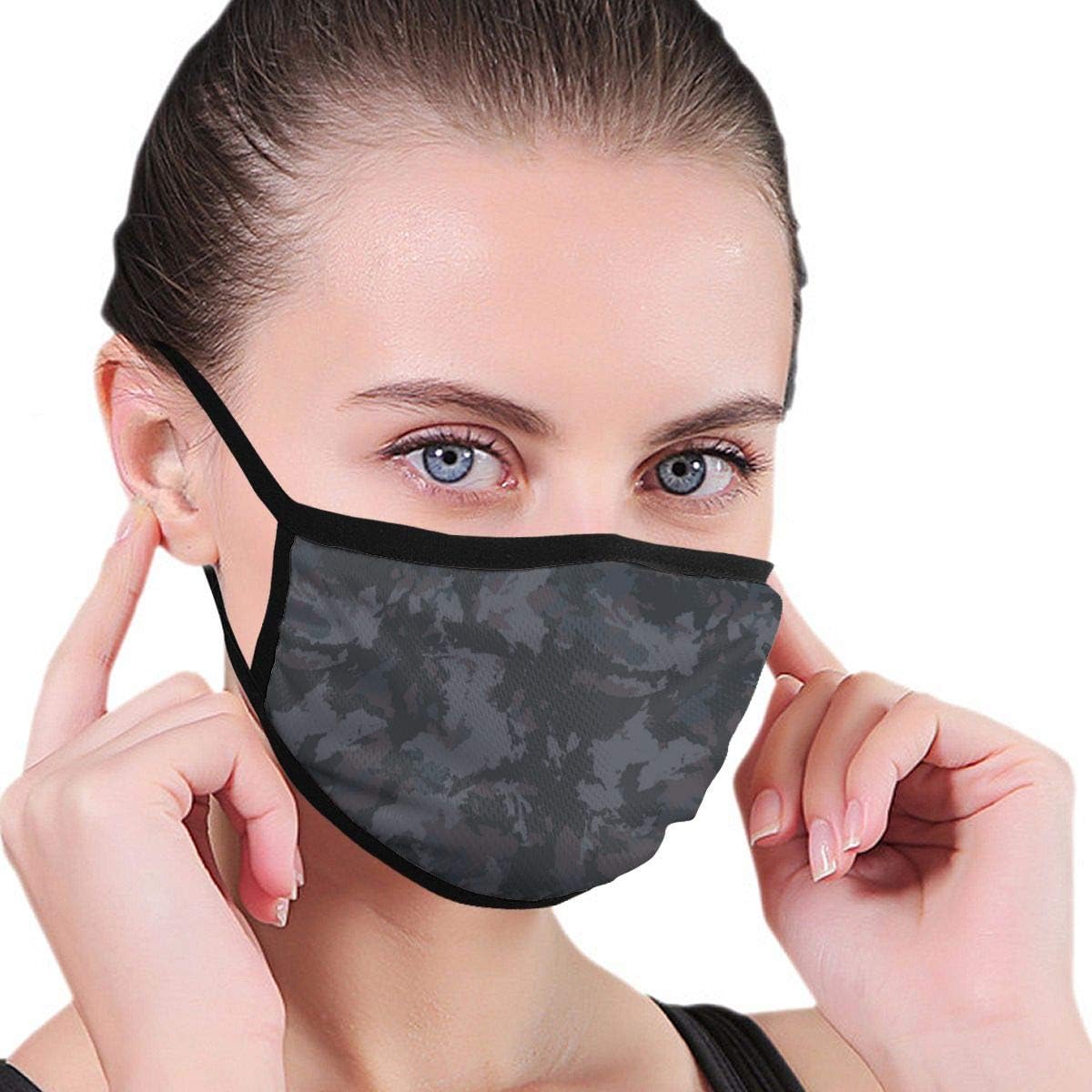 Fashion Dark Grey Camouflage Facial Masks with Design,Washable Polyester Mouth mask with Adjustable Straps