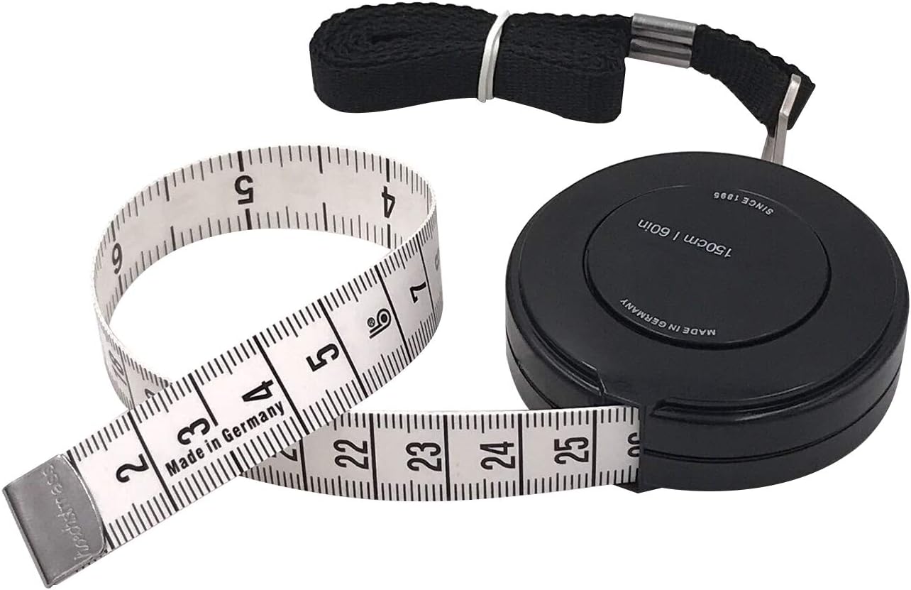 FEELCAT 巻き尺 自動巻取り式 150cm/60inch 巻尺 テープメジャー 両面用 テーラーメジャー オートメジャー 周囲測定用 縫製テーラー定規 ソフトルーラー 裁縫用 手芸用 (ブラック)