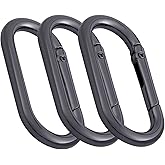 3 Pcs Black Oval Spring Ring Clips, Heavy Duty Metal Keyring Purse Clip, O Ring Opening Key Ring Carabiner for Keychains, Buckle Clasp, Backpacks, Purse, Keys, Bag Strap - Gun-Black