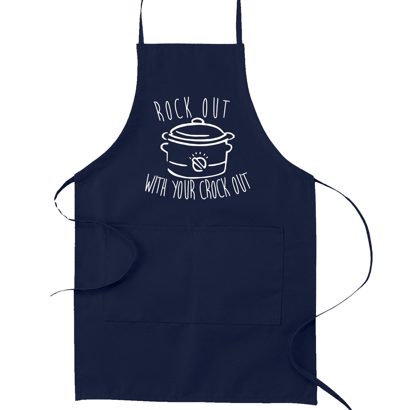 Rock Out With Your Crock Out Crockpot Pun Funny Parody Cooking Baking Kitchen Apron - Navy Blue