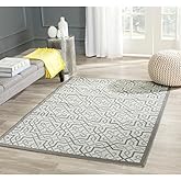 SAFAVIEH Washable Rug Outdoor Courtyard Collection - 5'3" x 7'7", Light Grey & Anthracite, Non-Shedding & Easy Cleaning, Idea