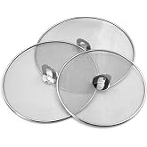Splatter Screen for Frying Pan, Set of 3 (10", 11.5", 13") | Stainless Steel Grease Splatter Guard for Frying Pan, No Cooking Oil Mess No Burns, Ultra Fine Mesh Lids