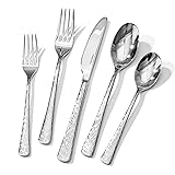 KINGSTONE Hammered Silverware Set, Flatware