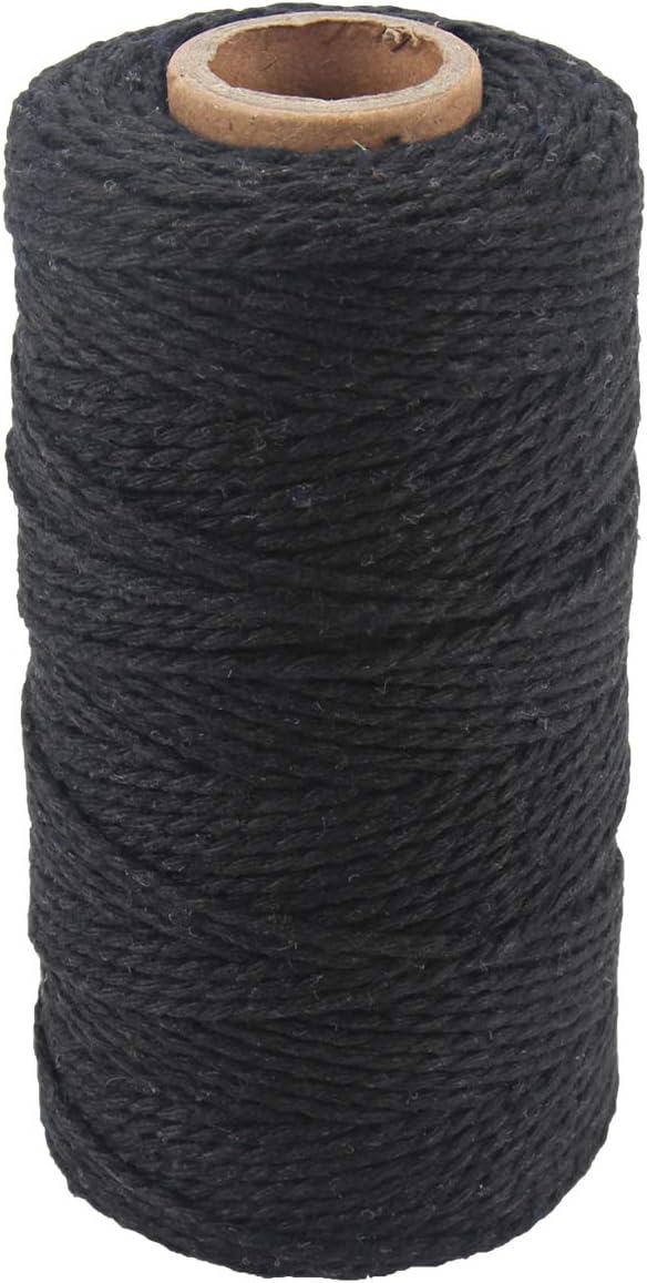 McFanBe 328 Feet Cotton Baker's Twine Spool 10 Ply,Crafts Twine String for DIY Crafts and Gift Wrapping (Black-1pcs)