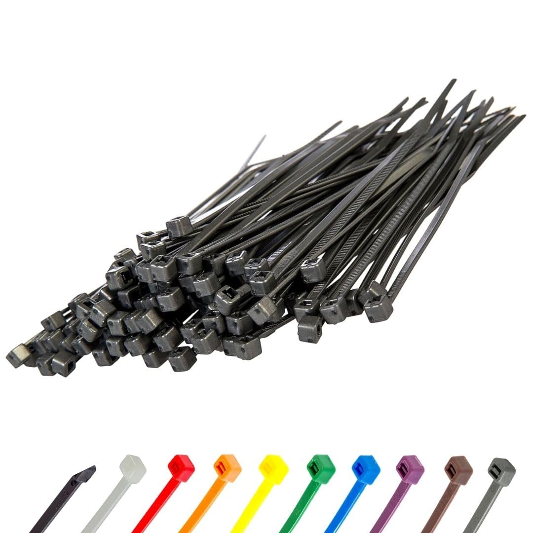Gocableties Small Silver Cable Ties, 100mm x 2.5mm, Pack of 100, 4” Premium Nylon Zip Ties, Plastic Tie Wraps, Secure Self-Locking Mechanism, for Home, Garden, Office and DIY
