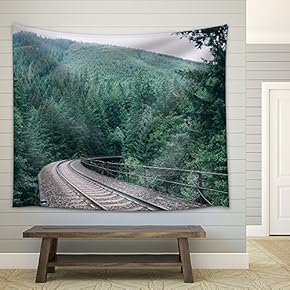 Railway Through The Forest - Fabric Wall Tapestry Home Decor - 51x60 inches