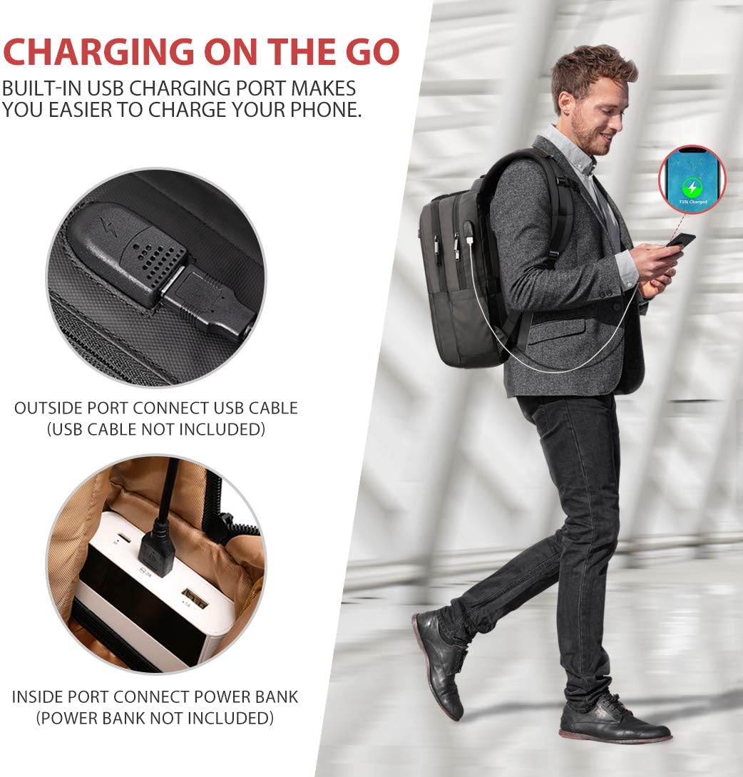 OlarHike Laptop Backpack with USB Charging Port and Thick Padded Sleeve Water Resistant College School Computer Backpack Fits up 15.6 Inch Laptop for Men Women: Electronics
