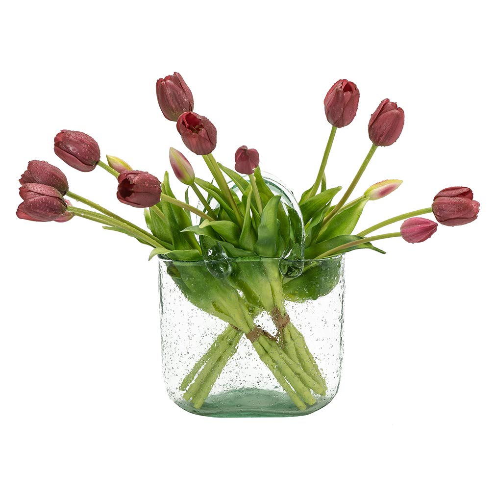 DUYONE 15pcs Artificial Tulips Flowers, Real Touch Latex Bouquet, Fake Tulips for Office Wedding Party Home Kitchen Garden Decoration(Deep Purple,15pcs) — image 1