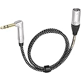 DETAME 6FT Right Angle 1/4 TRS to XLR 3Pin Male Audio Cable,3Pin XLR Male to 6.35mm 90 Degree Turn TRS Active Speaker Signal Cable