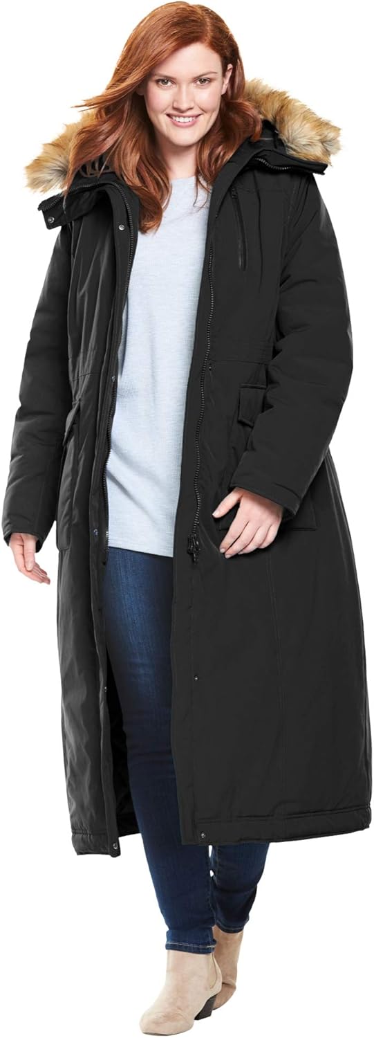 Woman Within Women's Plus Size The Arctic Parka in Extra Long Length Coat: Clothing