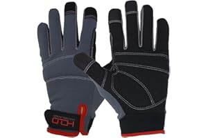 Handlandy Mens Work Gloves Touch screen, Synthetic Leather Utility Gloves, Flexible Breathable Spendex - Padded Knuckles & Pa