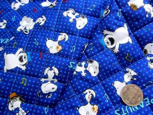 Amazon 40cm単位で販売 ｑ キャラクター キルティング 生地 スヌーピー 紺 柄番号１２５ ピーナッツ キルト キルト生地 手芸 生地 キャラクター 布 ピロル 布 生地 通販
