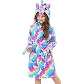 Doctor Unicorn Girls Fleece Hooded Robe Toddler Warm Fuzzy Bathrobe