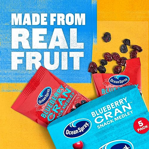 OCEAN SPRAY® BLUEBERRY CRAN™ SNACK MEDLEY, CRANBERRY AND BLUEBERRY DRIED FRUIT SNACK, 1 OZ POUCHES, 5 COUNT