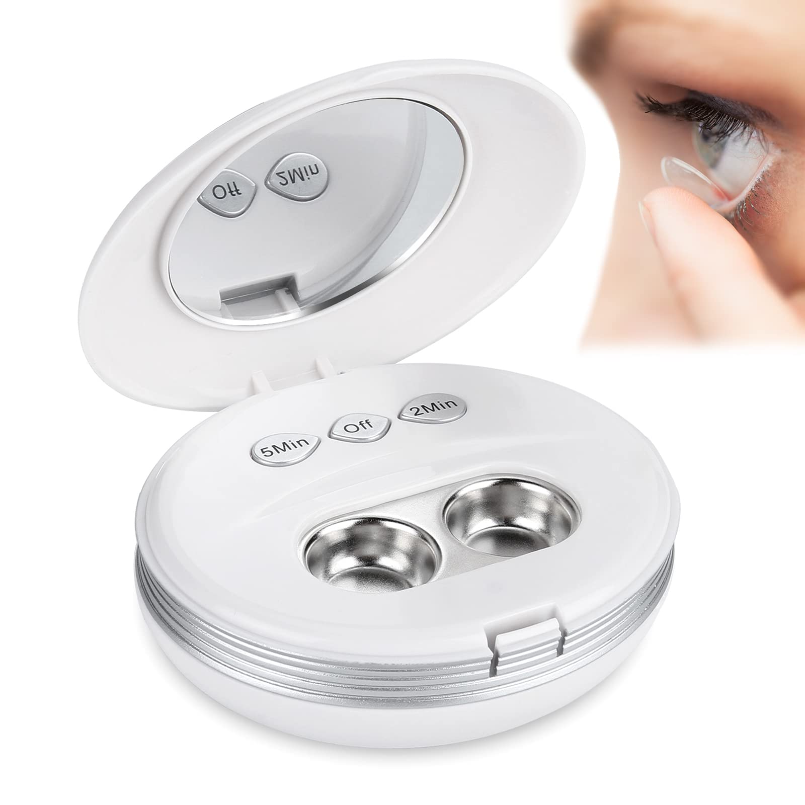 Ultrasonic Contact Lens Cleaner, MYPIN Coloured Contact Lenses Cleaner for Eyes with USB Charger, Small & Portable, Fit Disposal Soft Lens, Hard Lens, Contact Lens, Colored Lens, RGP Lens (White)