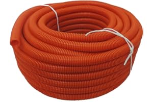 TEKTUBE Flexible Polyethylene HDPE Non-Split Corrugated Wire Loom Tubing (Orange, 1" Dia. x 100 ft)