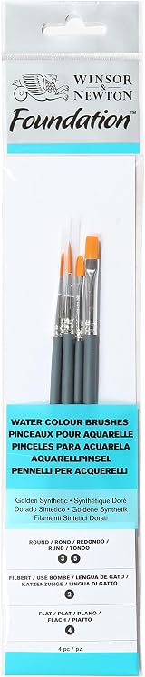 Winsor & Newton Foundation Water Colour Brushes Pack of 4