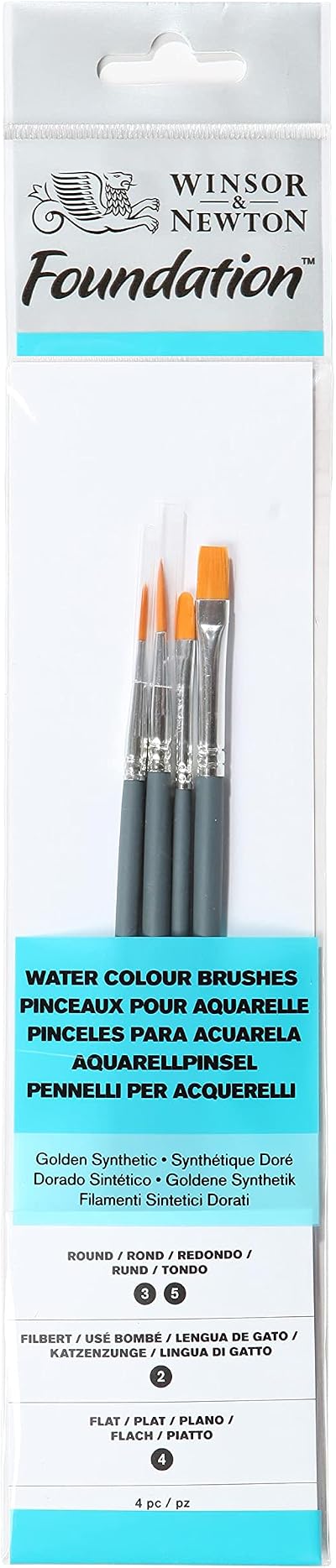 Winsor & Newton Foundation Water Colour Brushes Pack of 4