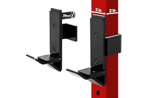 Yes4All J-Hooks Barbell Holder for Power Rack - J Hook Weight Rack/Fitness Racks J Hook - Fit 2x2 inch Square Tube (Pair)