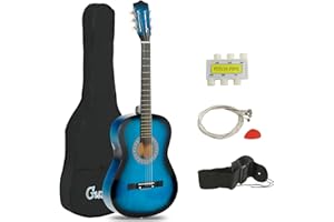 JupiterForce 38 Inch Beginner Acoustic Guitar, 6-String Guitar Starter Kit for Starters with Gig Bag, Strings, Strap, Pitch Pipe and Pick, Blue