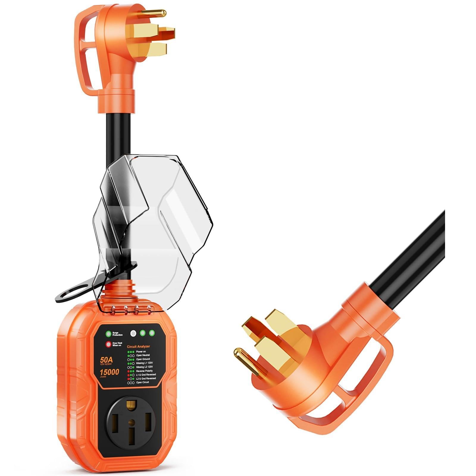 Photo 1 of GutterWord RV Surge Protector 50 Amp 15000J, Surge Protection RV Circuit Analyzer, RV Adapter Plug for Camper Travel Trailers with Waterpoof Cover, Plug and Play