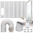 Kxuhivc Portable Air Conditioner Window Vent Kit, Adjustable Window Seal with 5.9 Inch Diameter, 78.7 Inch Length Exhaust Hose for A/C Unit Universal for Sliding Glass Doors