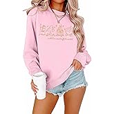 FRYAID Magic Kingdom Sweatshirts Women Funny Embroidered Magical World Castle Shirt Family Holiday Long Sleeve Pullover Tops