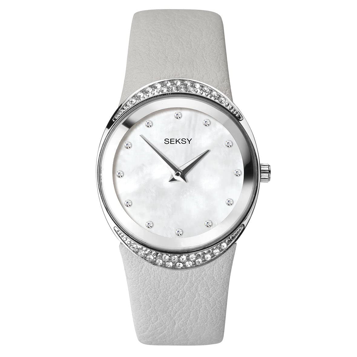Seksy Ladies Mother of Pearl Dial Grey Leather Strap Watch 2730