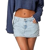 Women Low Rise Denim Mini Skirt Summer Y2K Short Jean Skirts Casual Zip Fly Slim Fit Pencil Skirt with Pockets (A-Blue, S)