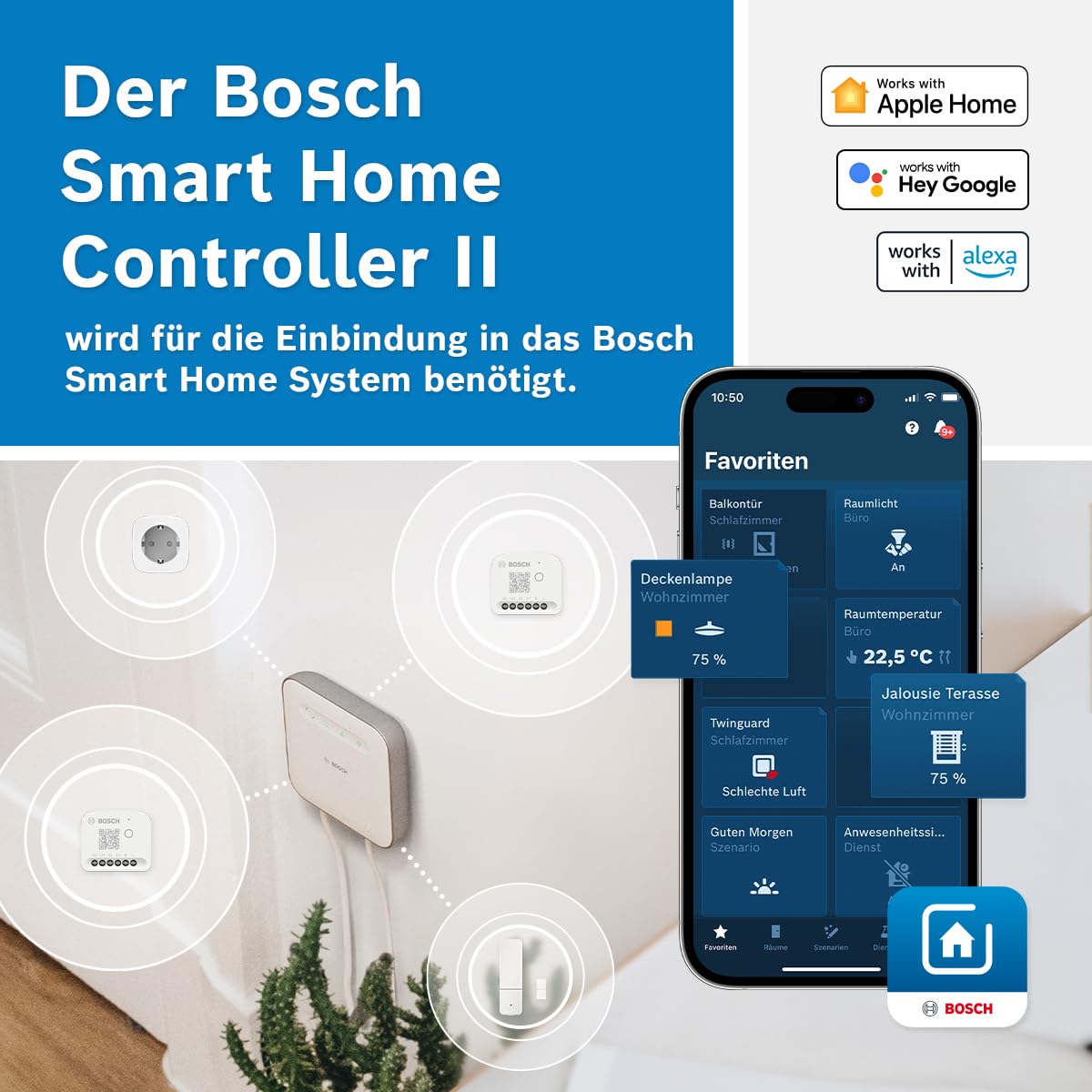 Bosch Smart Home Licht-/Rollladensteuerung II, Licht & Rollläden smart machen, App- & Sprachsteuerung, Automationen & Zeitpläne, Apple Home, Google Home & Alexa kompatibel, Controller II erforderlich 7