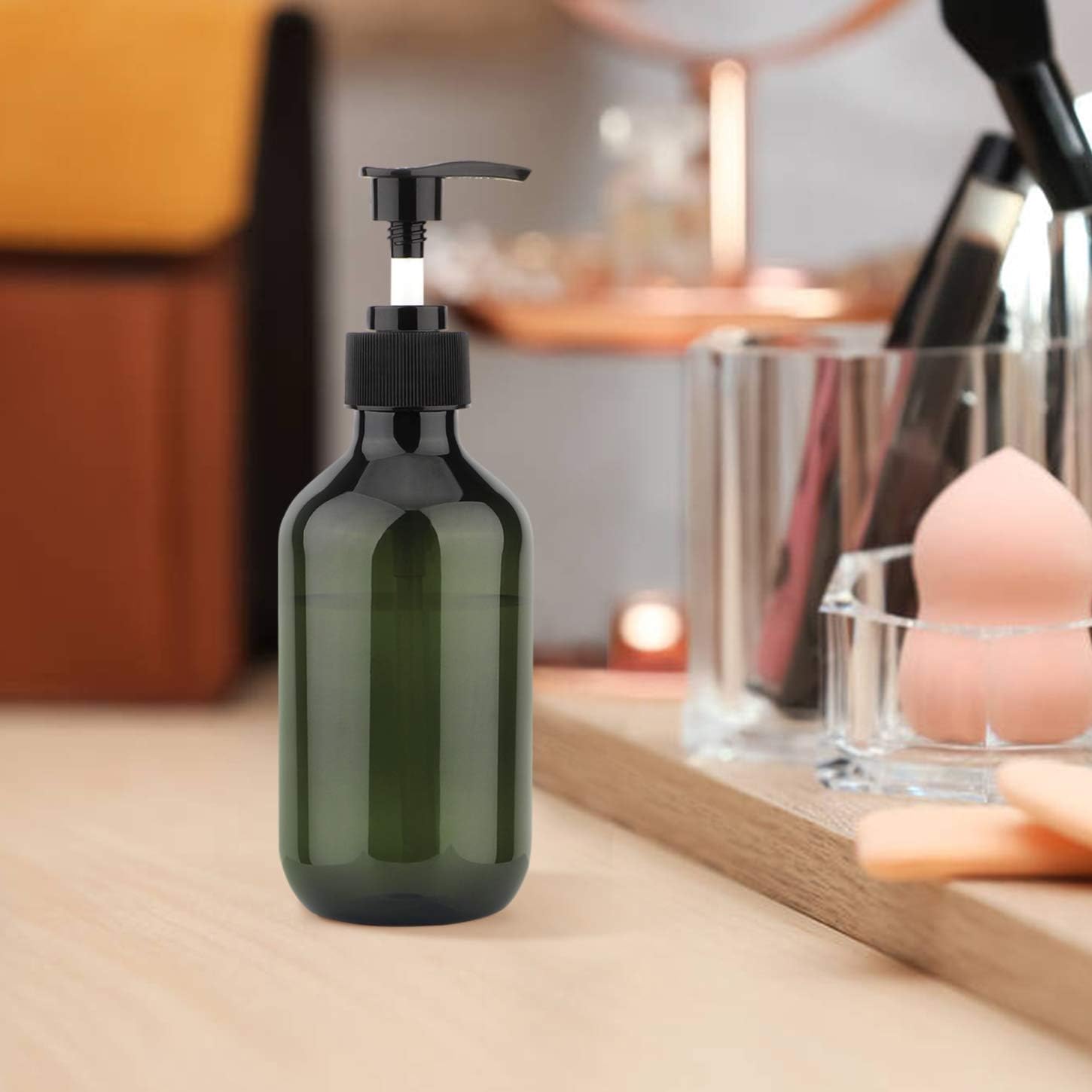 Sdoot Green Pump Bottle 2 Pack , 10oz Shampoo Pump Bottle Plastic Pump Dispenser Bottle for Shampoo Lotion Body Wash: Kitchen & Dining