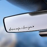 JIEYAO 4 Pcs Drive Safe, I Love You Mirror Sticker,Rearview Mirror Decal with Heart,Car Affirmation Sticker Side Mirror Car Window Accessories Vinyl Die Cut Water Bottle Stickers Gift for him(Black)