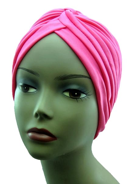 New Turban Pink Stretchable Twist Pleated Head Wrap Cap - 