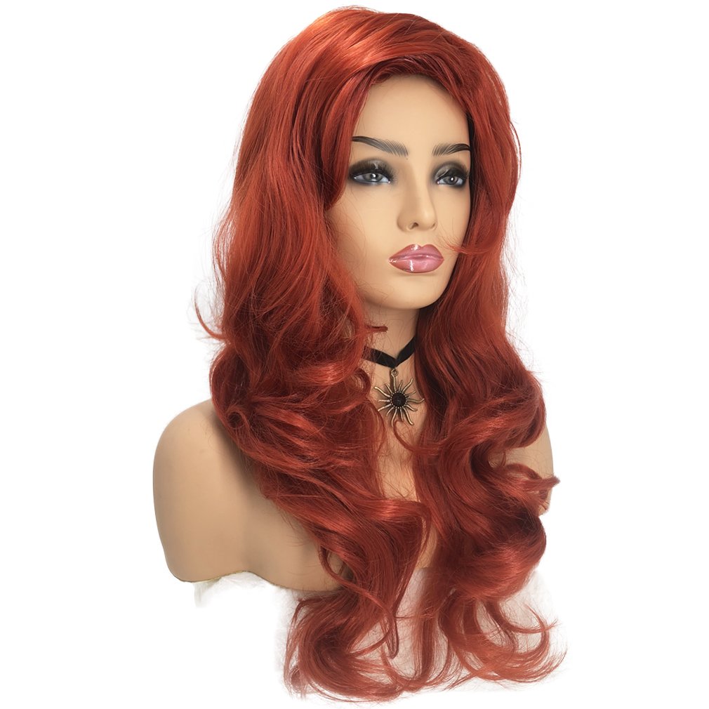 Copper Red Wigs Long Wavy Synthetic Cosplay Wigs Heat